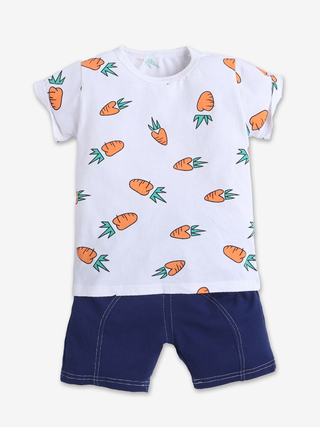 

Hopscotch Boys White & Orange Printed T-shirt with Shorts Set
