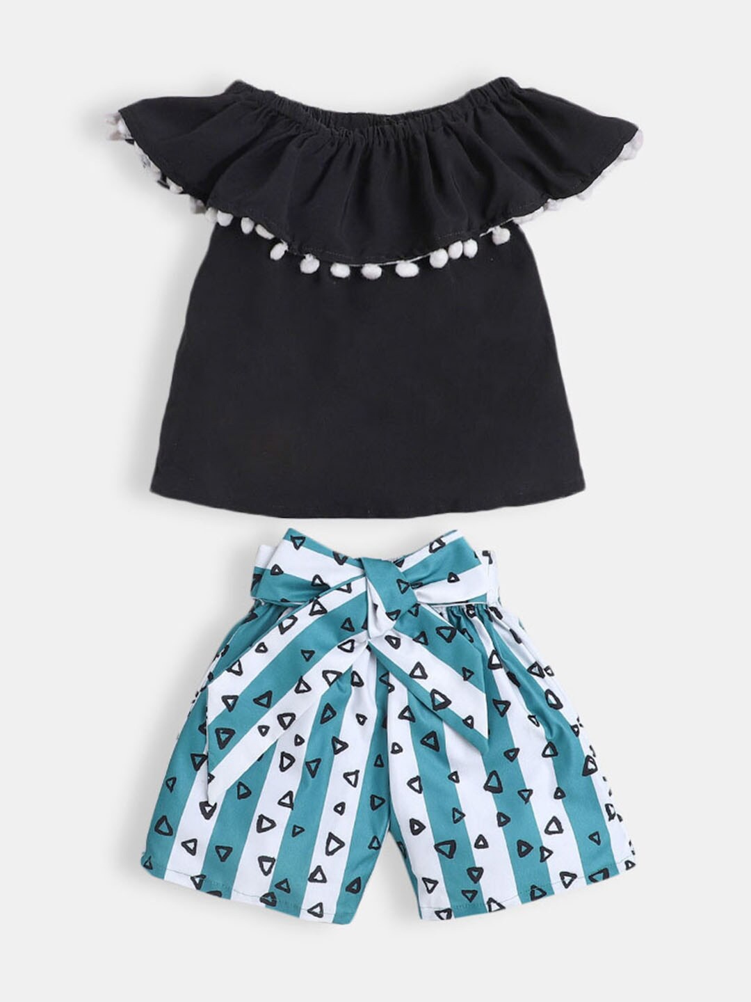 

Hopscotch Girls Black & White Printed Top with Shorts