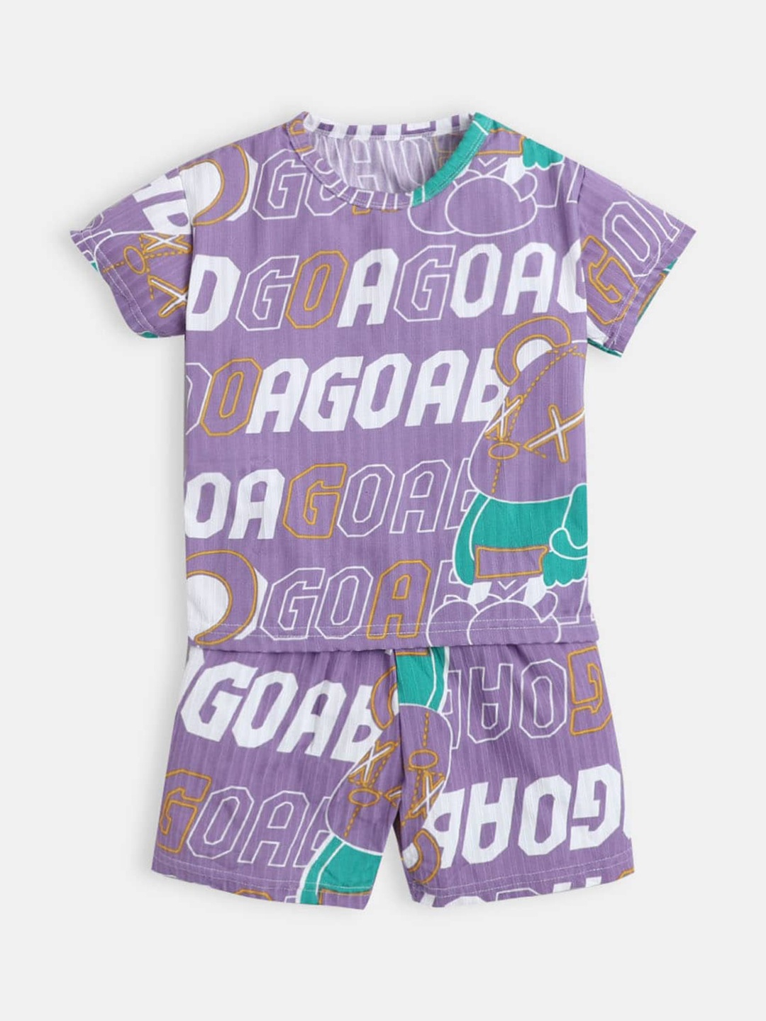 

Hopscotch Boys Purple & White Typography Printed Pure Cotton Night suit