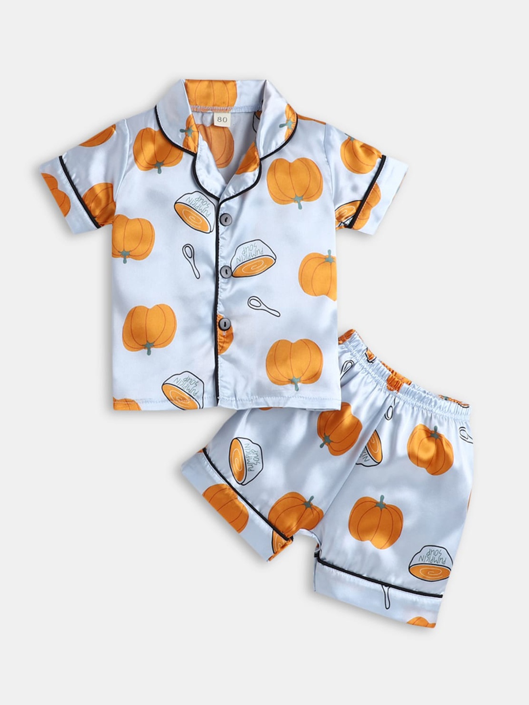 

Hopscotch Boys Blue & Yellow Printed Pure Cotton Night suit