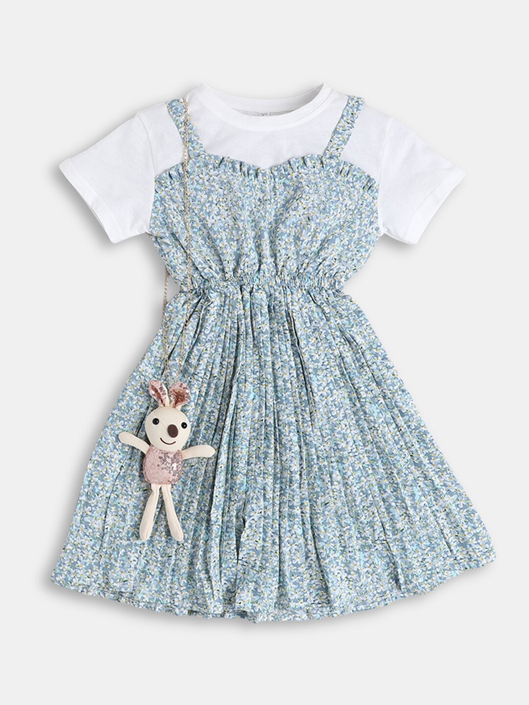 

Hopscotch Girls Blue & White Floral Print Dress