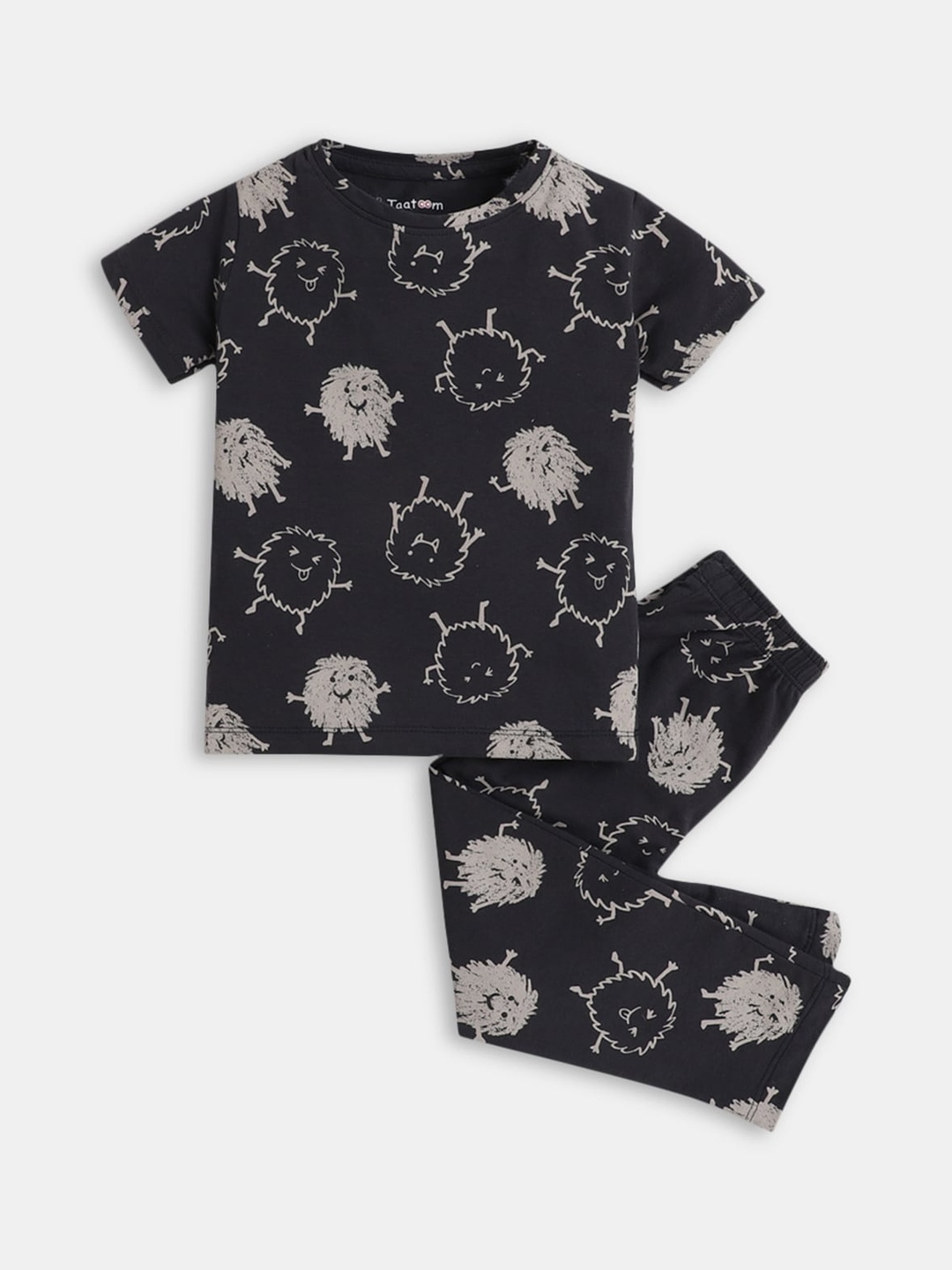 

Hopscotch Boys Black Printed Night suit