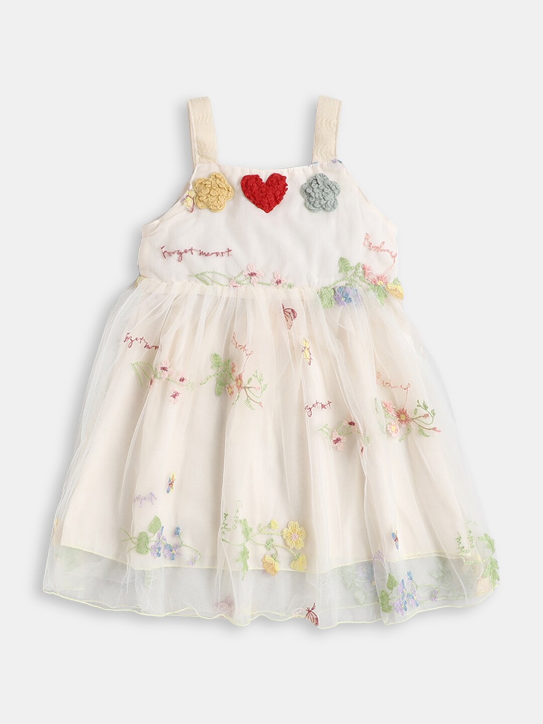 

Hopscotch Girls White & Red Floral Embroidered Dress