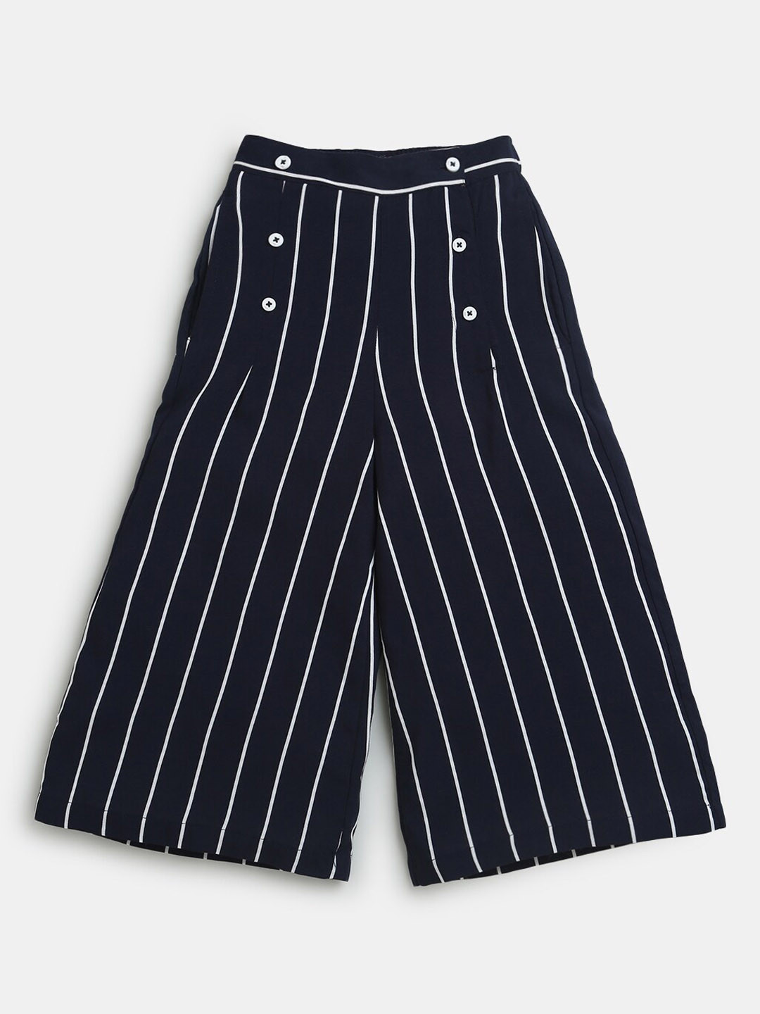 

Hopscotch Girls Blue & White Striped Cropped Palazzos