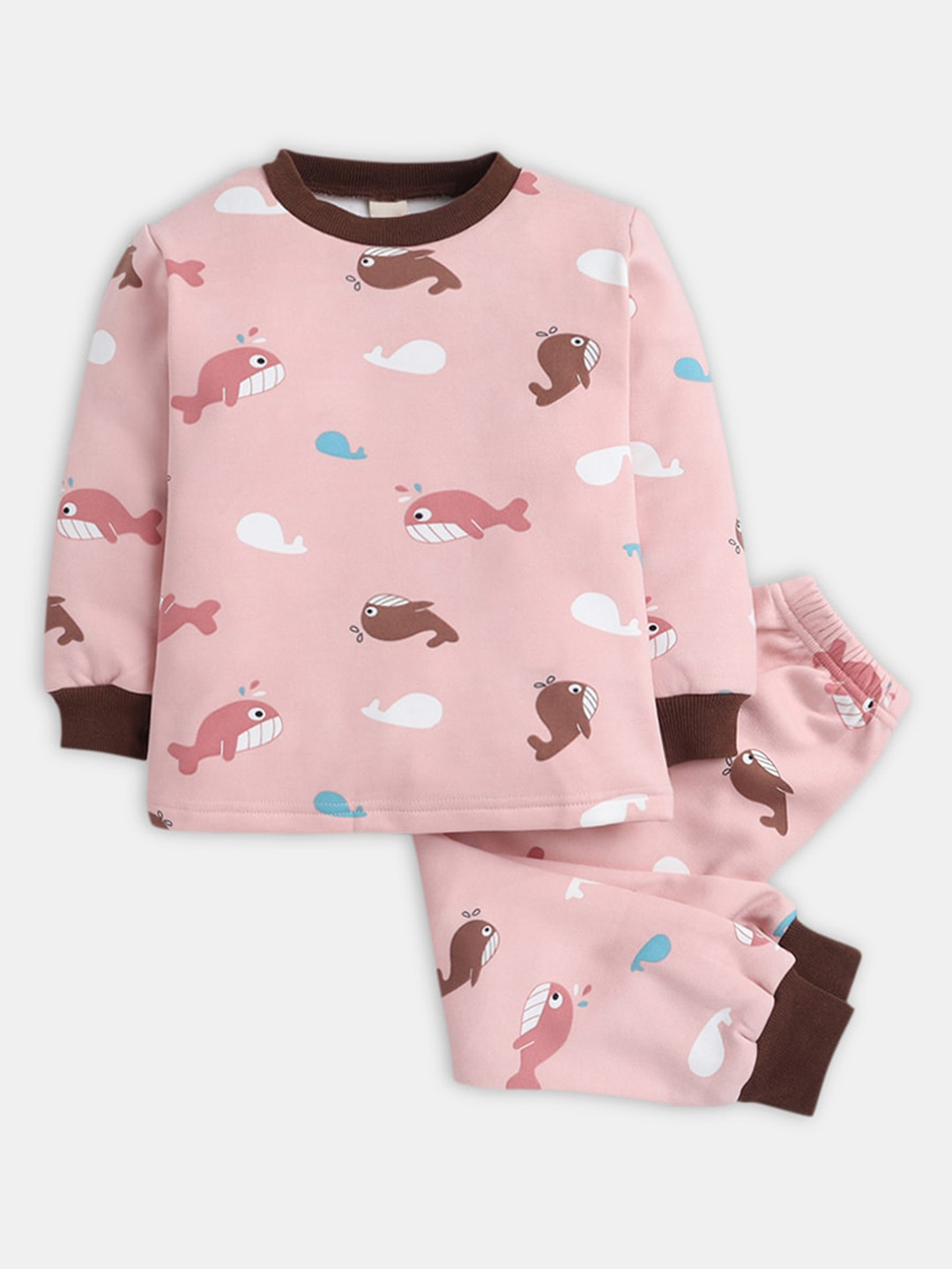 

Hopscotch Boys Pink & White Printed Night suit