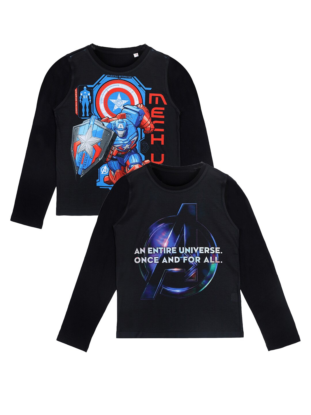 

YK Marvel Boys Black & Blue 2 Printed T-shirt