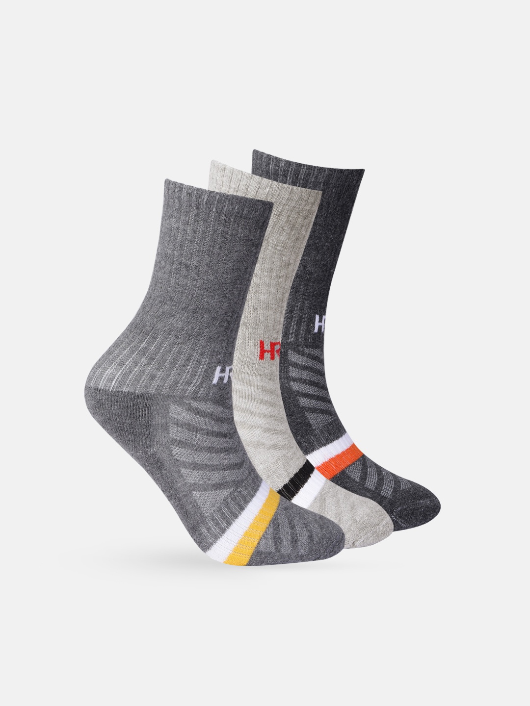 

HRX by Hrithik Roshan Women Set of 3 Patterned Above Ankle Length Running Socks, Grey