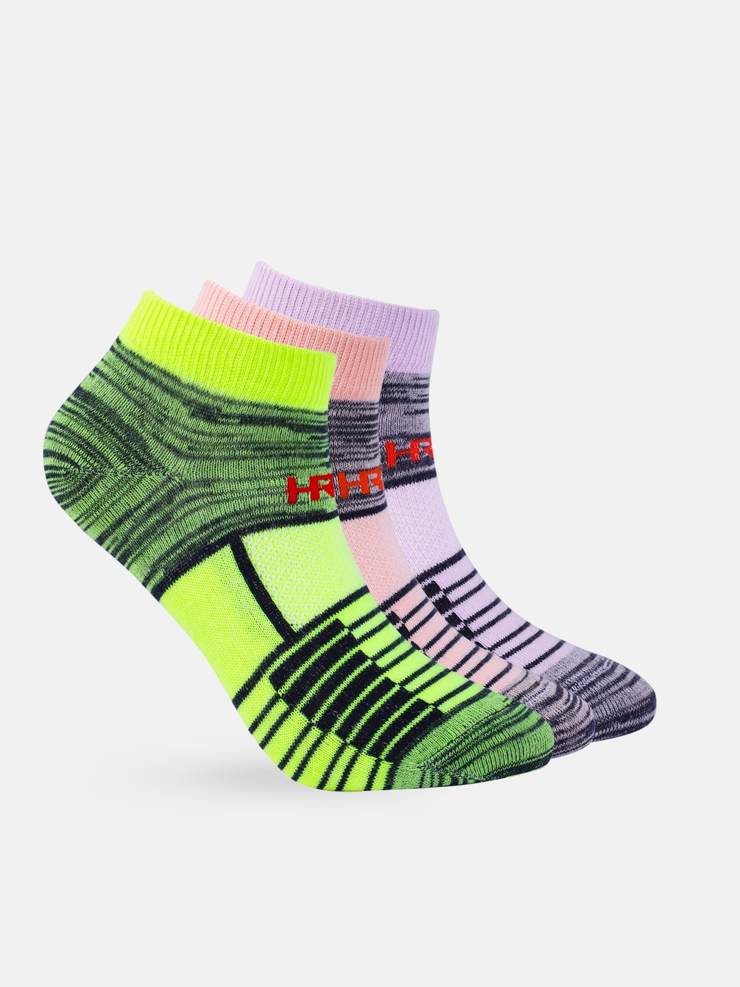 

HRX by Hrithik Roshan Women Set of 3 Ankle Length Running Socks, Fluorescent green