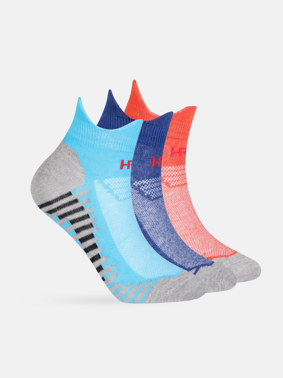 

HRX by Hrithik Roshan Women Set of 3 Striped Ankle Length Running Socks, Blue