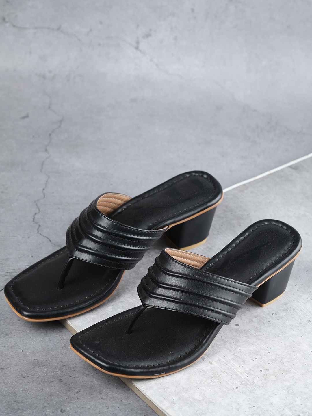 

Luv Byt Black Block Solid Heels