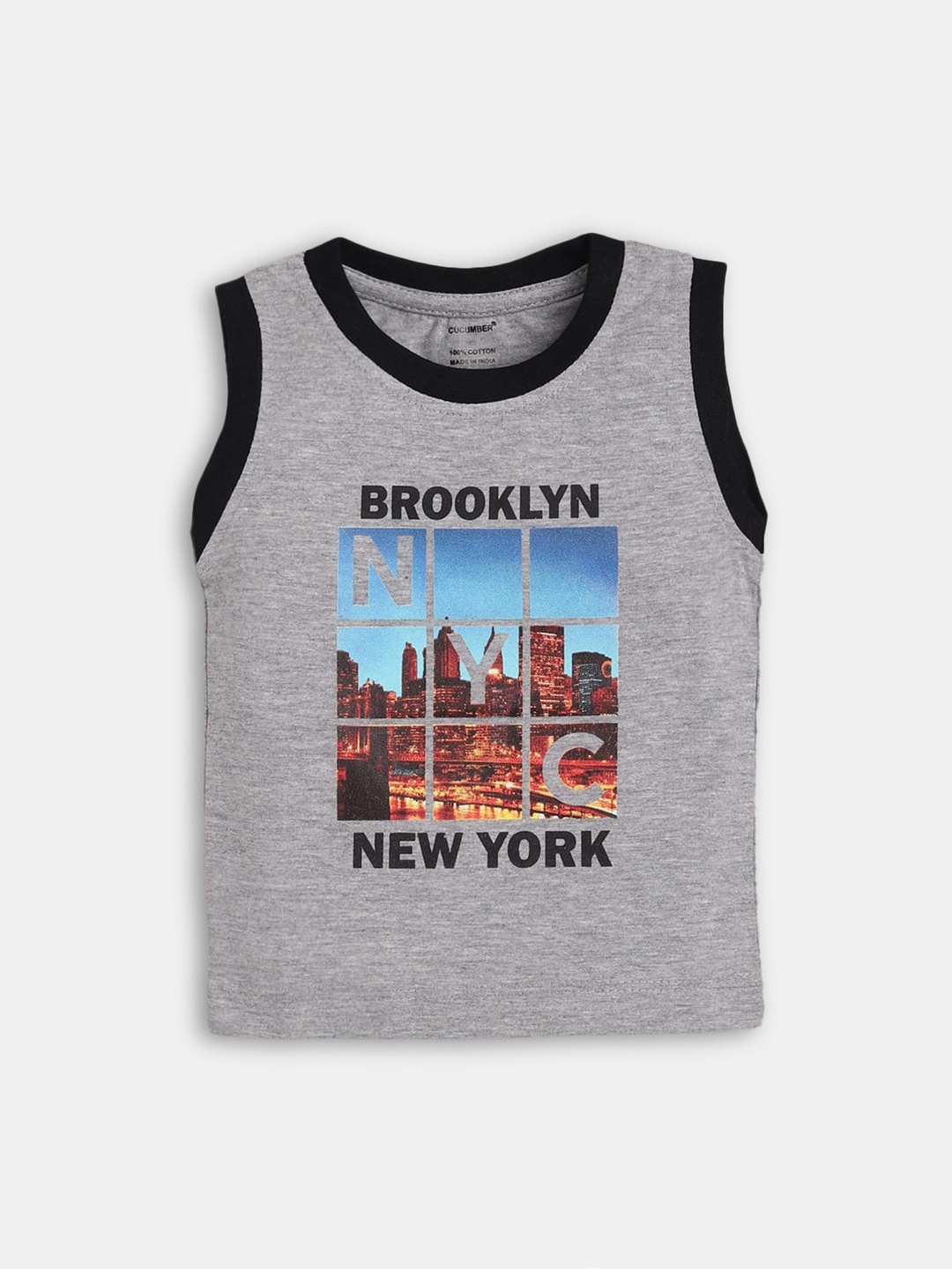 

Hopscotch Infant Grey Graphic Printed Innerwear Vests
