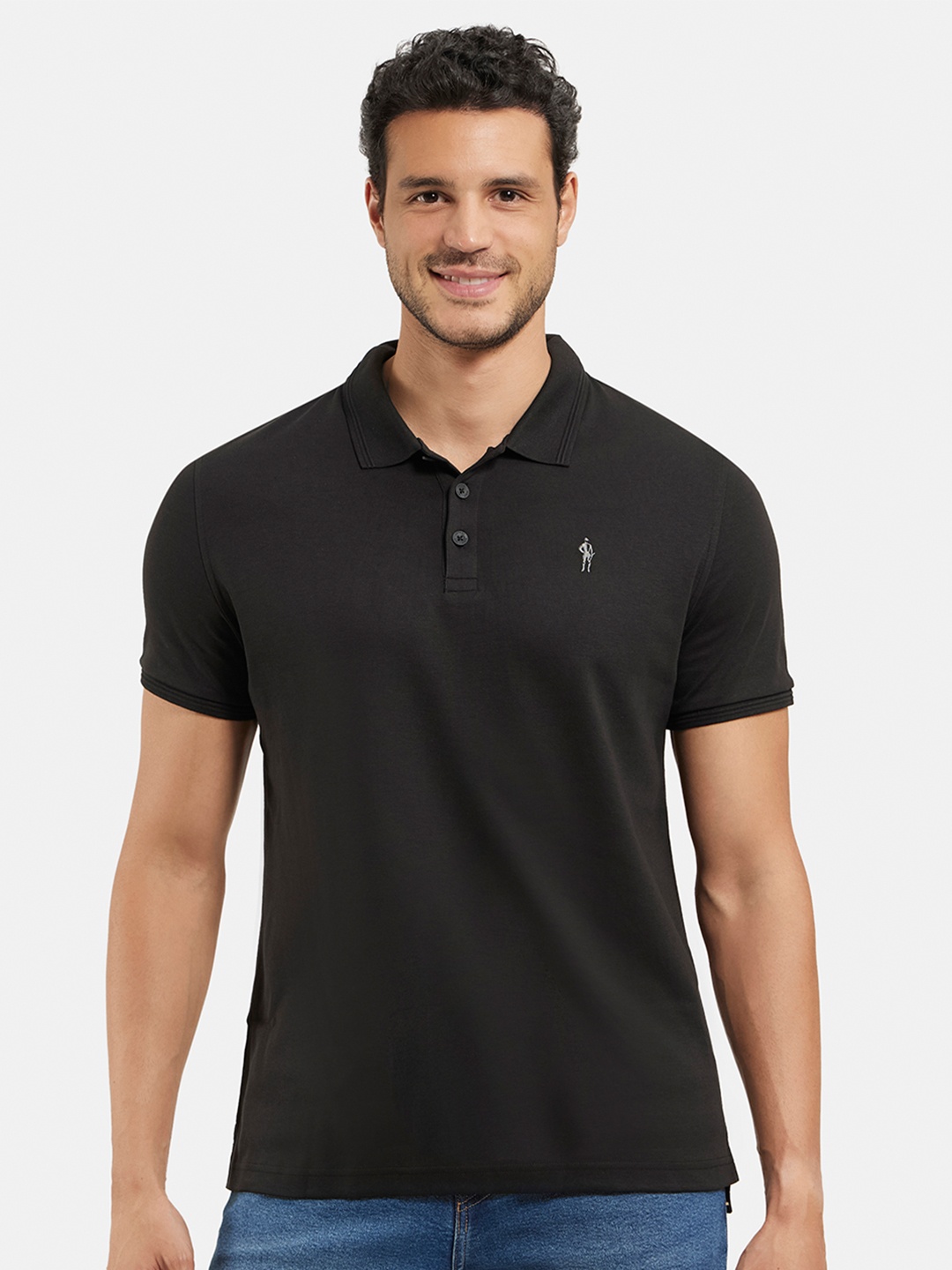 

Jockey Super Combed Cotton Rich Solid Half Sleeve Polo T-shirt-3912, Black