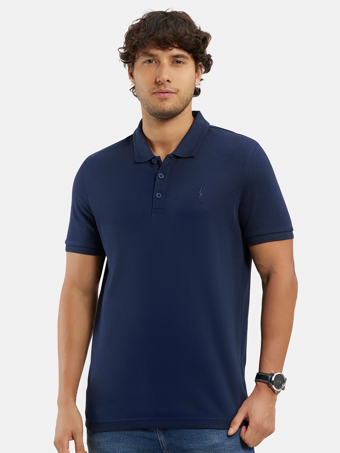 

Jockey Super Combed Cotton Rich Solid Half Sleeve Polo T-shirt-3912, Navy blue