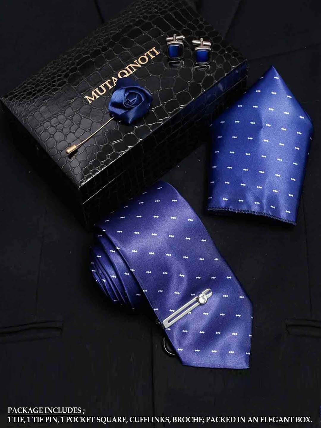 

MUTAQINOTI Men Necktie Accessory Gift Set, Blue