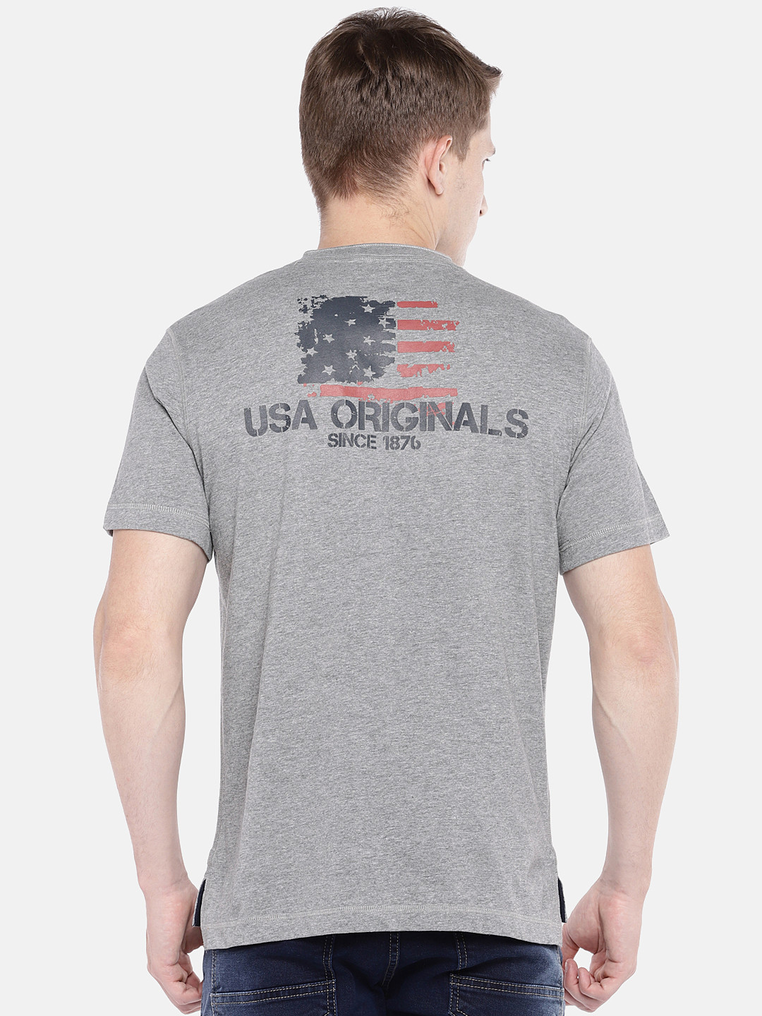 

Jockey Men Grey Melange Henley Neck T-shirt