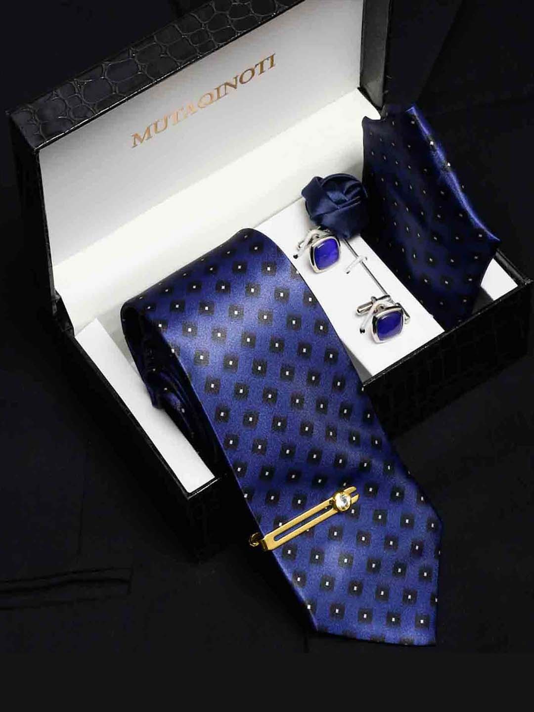 

MUTAQINOTI Men Necktie Accessory Gift Set, Blue