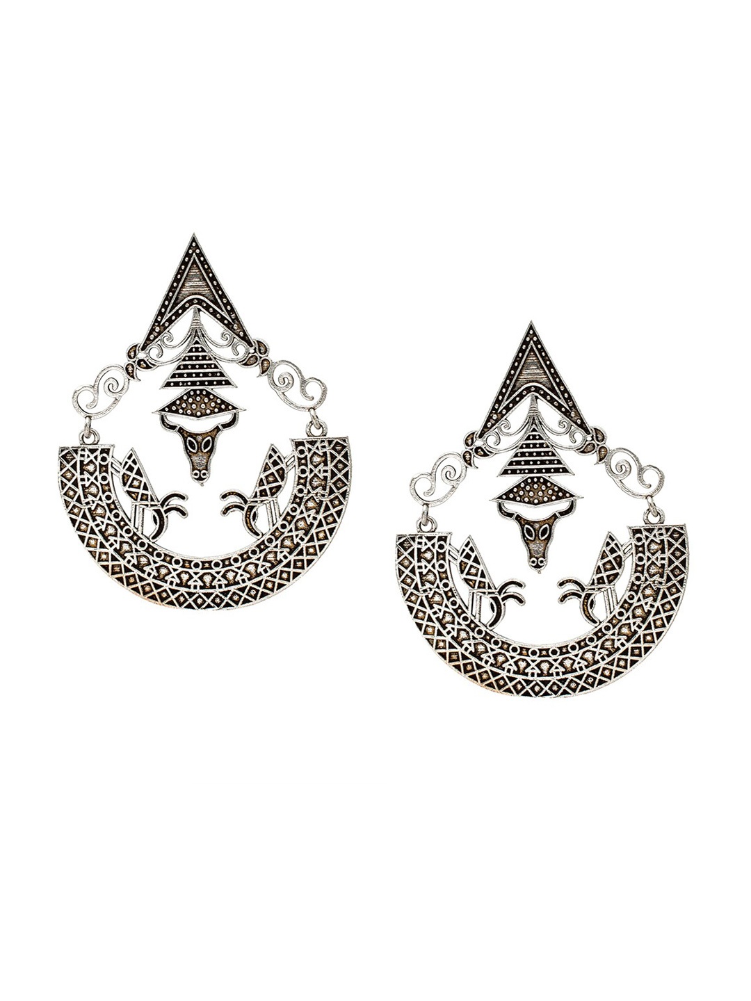 

Shining Jewel - By Shivansh Silver-Toned Contemporary Drop Earrings