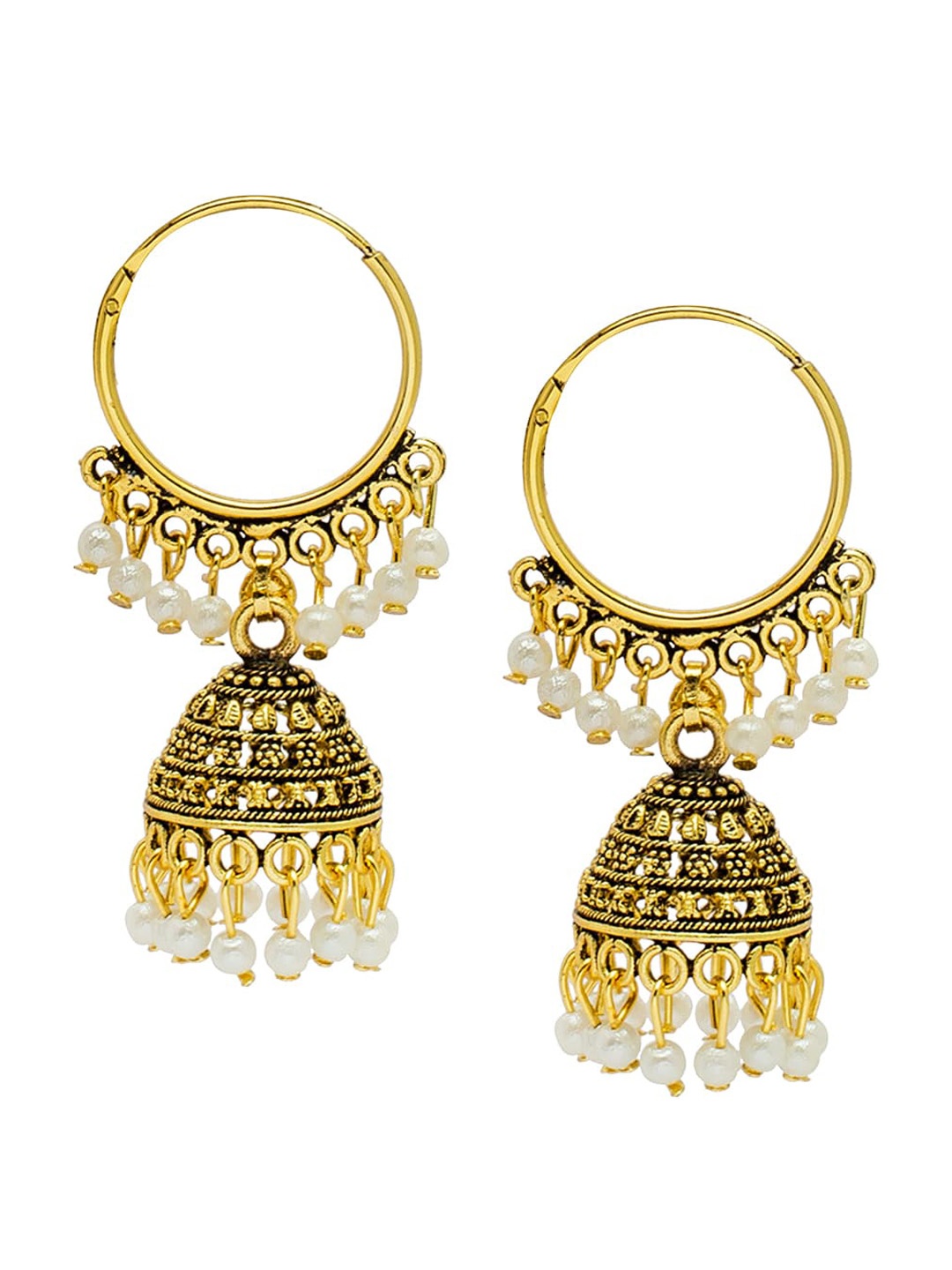 

Shining Jewel - By Shivansh Gold-Plated Contemporary Jhumkas Earrings