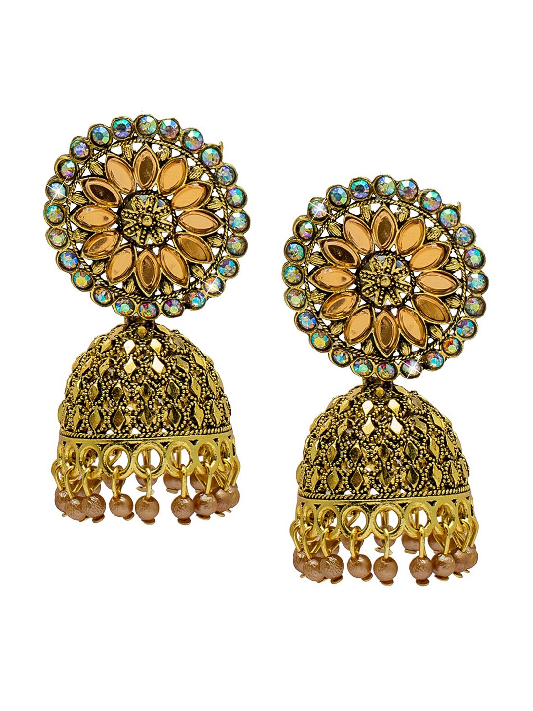 

Shining Jewel - By Shivansh Gold-Plated Contemporary Jhumkas Earrings