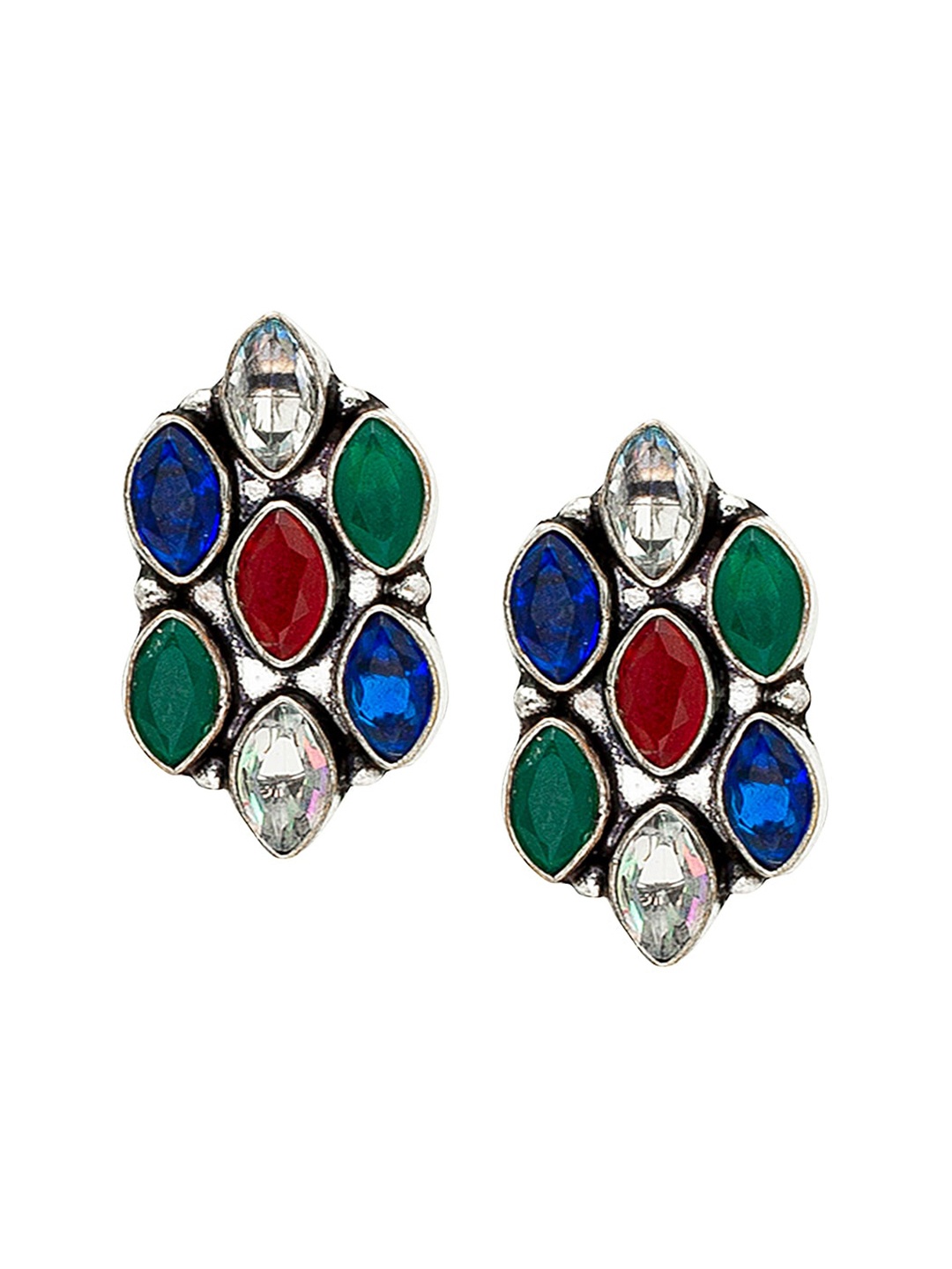 

Shining Jewel - By Shivansh Women Silver-Toned Contemporary Studs Earrings