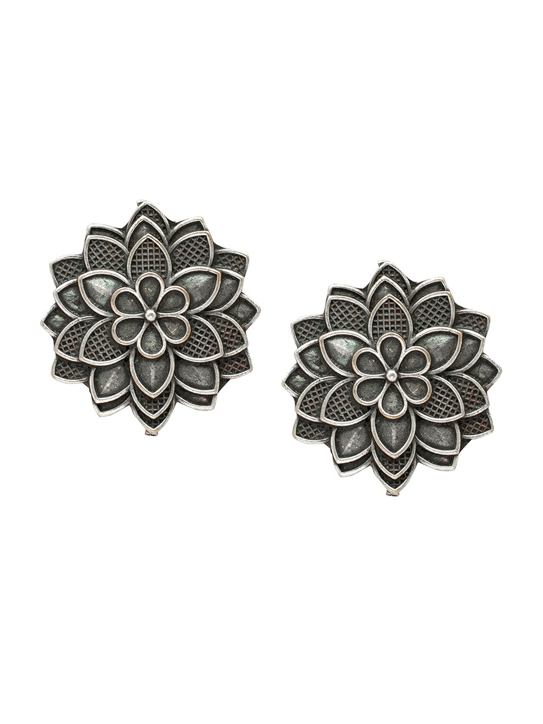 

Shining Jewel - By Shivansh Silver-Plated Oxidized Contemporary Studs Earrings