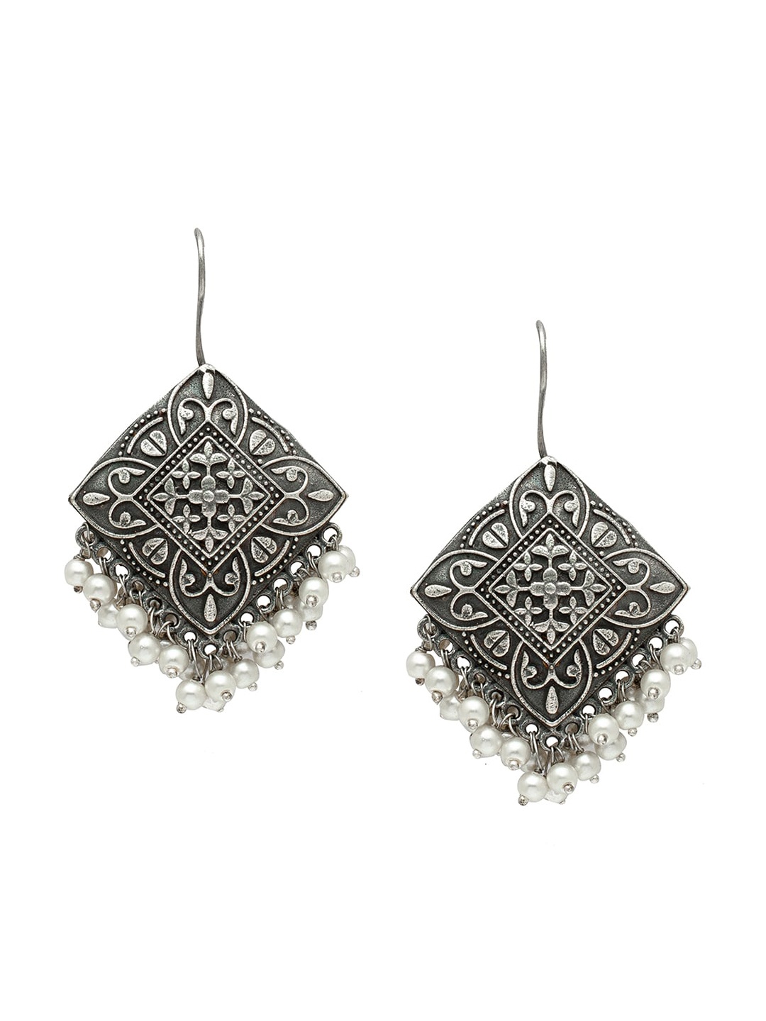 

Shining Jewel - By Shivansh Silver-Plated Contemporary Drop Earrings