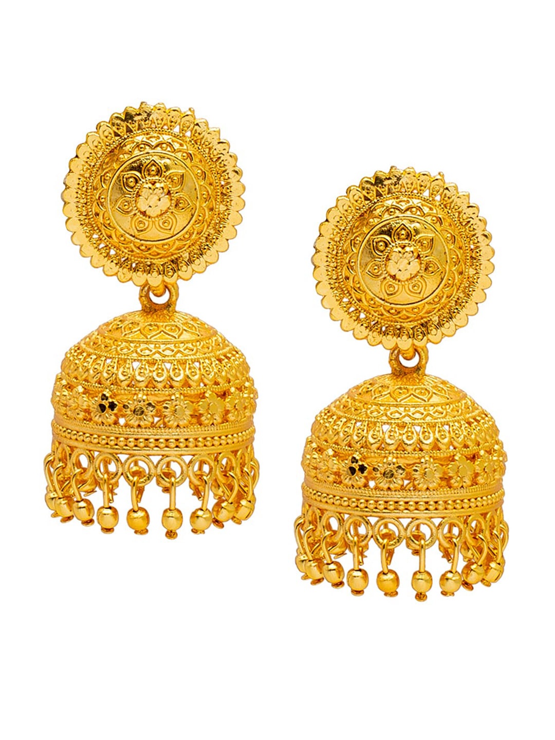 

Shining Jewel - By Shivansh Women Gold-Toned Gold Plated Contemporary Jhumkas Earrings