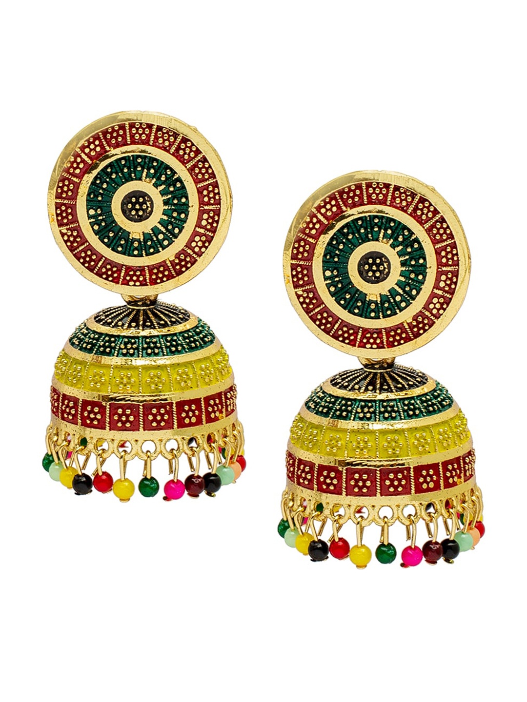 

Shining Jewel - By Shivansh Gold-Plated Dome Shaped Jhumkas Earrings