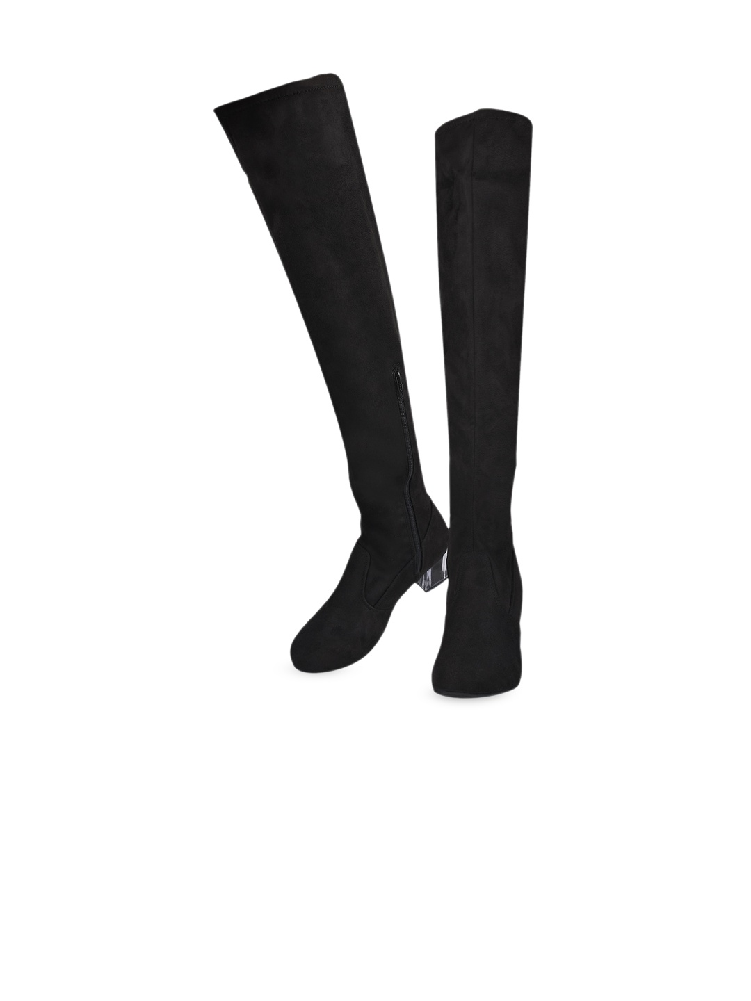 

THE WHITE POLE Women Black Solid Block Heeled Long Boots