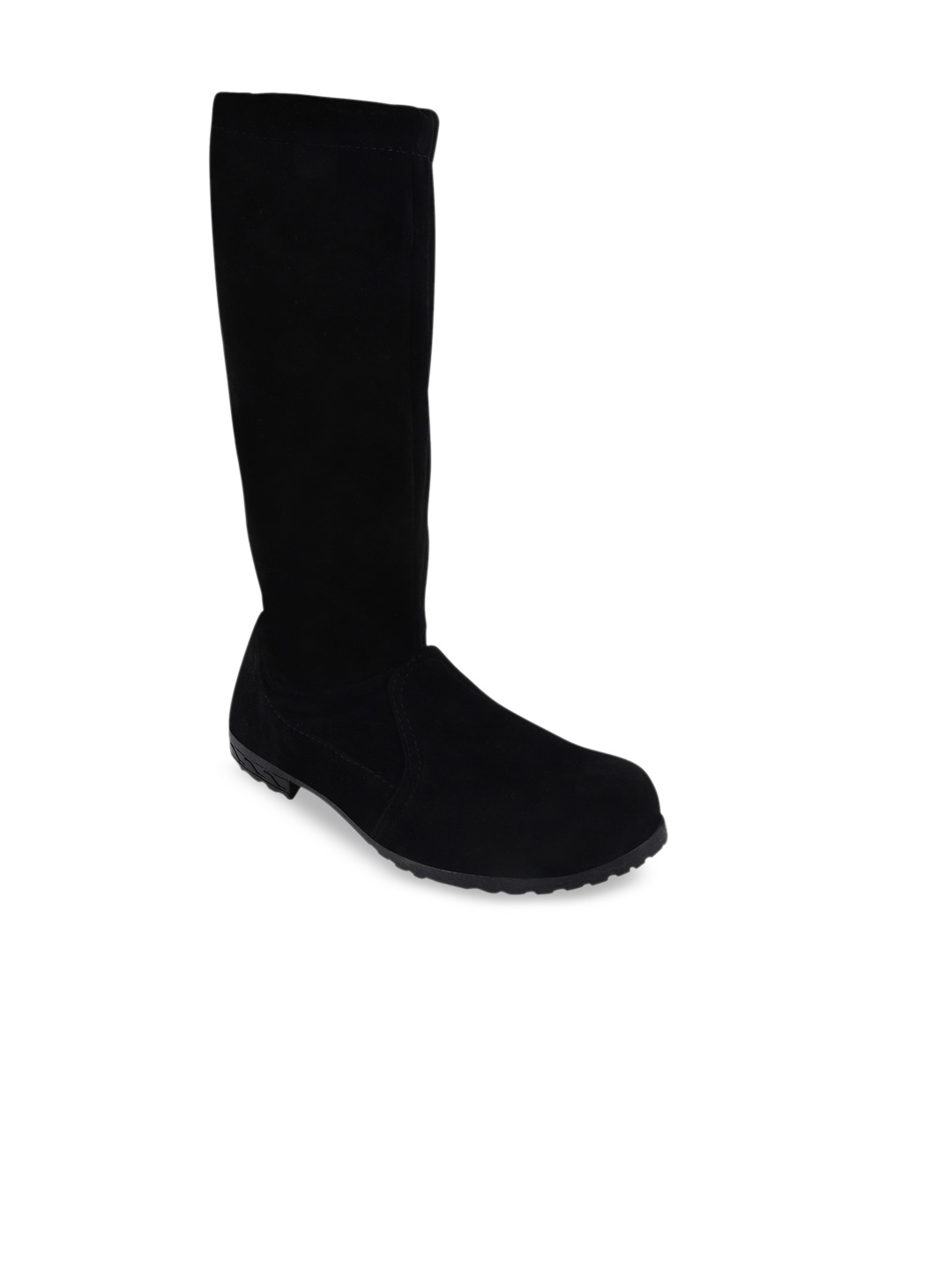 

THE WHITE POLE Women Black Solid Suede Long Boots
