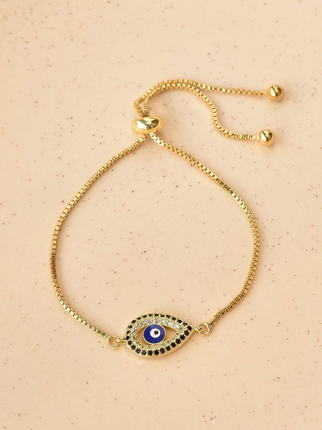 

Klissaa Women Gold-Toned & Blue Brass Gold-Plated Charm Bracelet