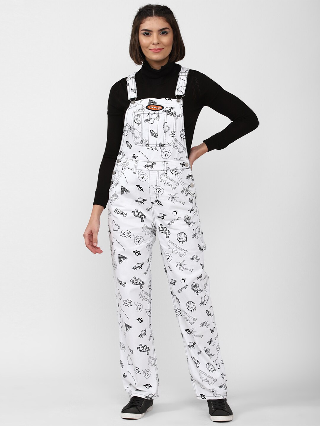 

FOREVER 21 Woman Printed Basic Jumpsuit, White