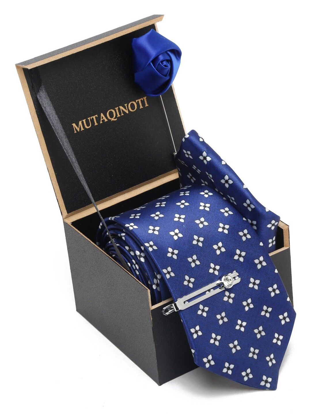 

MUTAQINOTI Men Formal Tie Accessory Gift Set, Blue