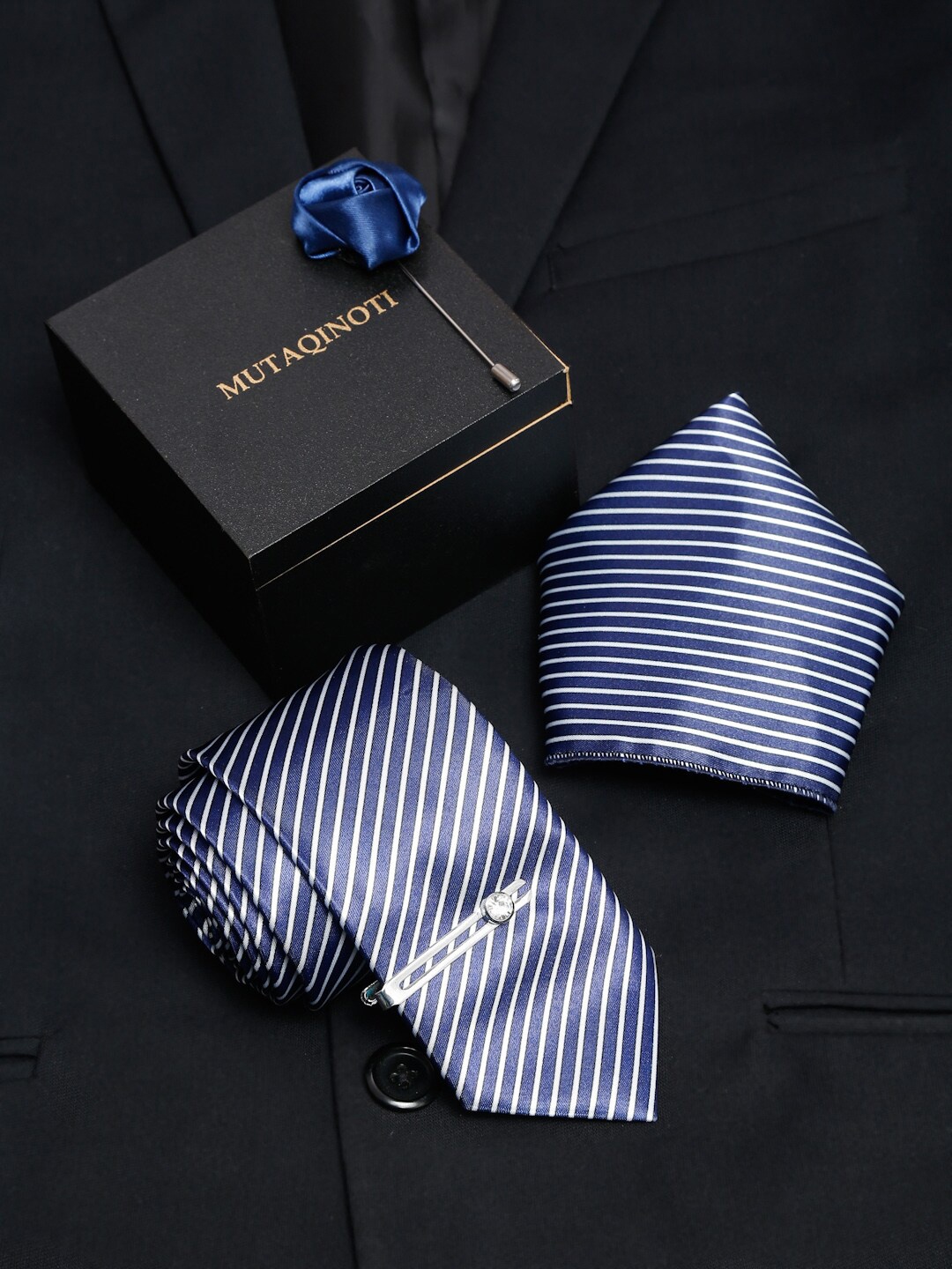 

MUTAQINOTI Men Formal Accessory Gift Set, Blue