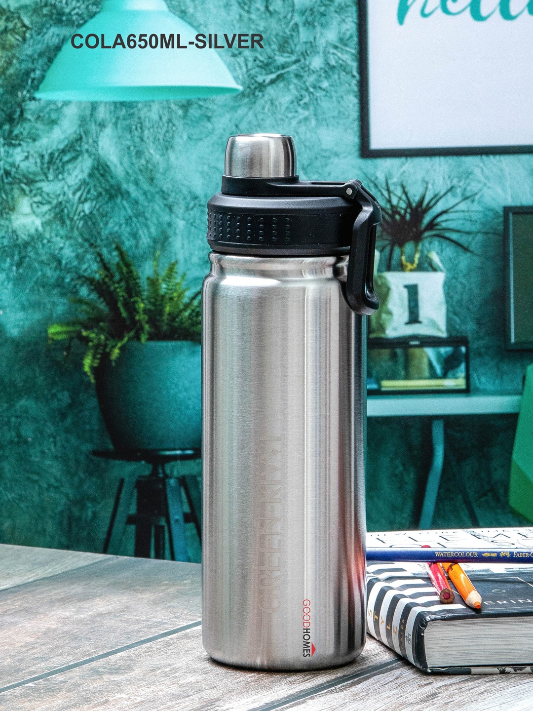 

GOODHOMES Silver-Toned Vacuum Stainless steel Water Bottle with Lid 650 ml