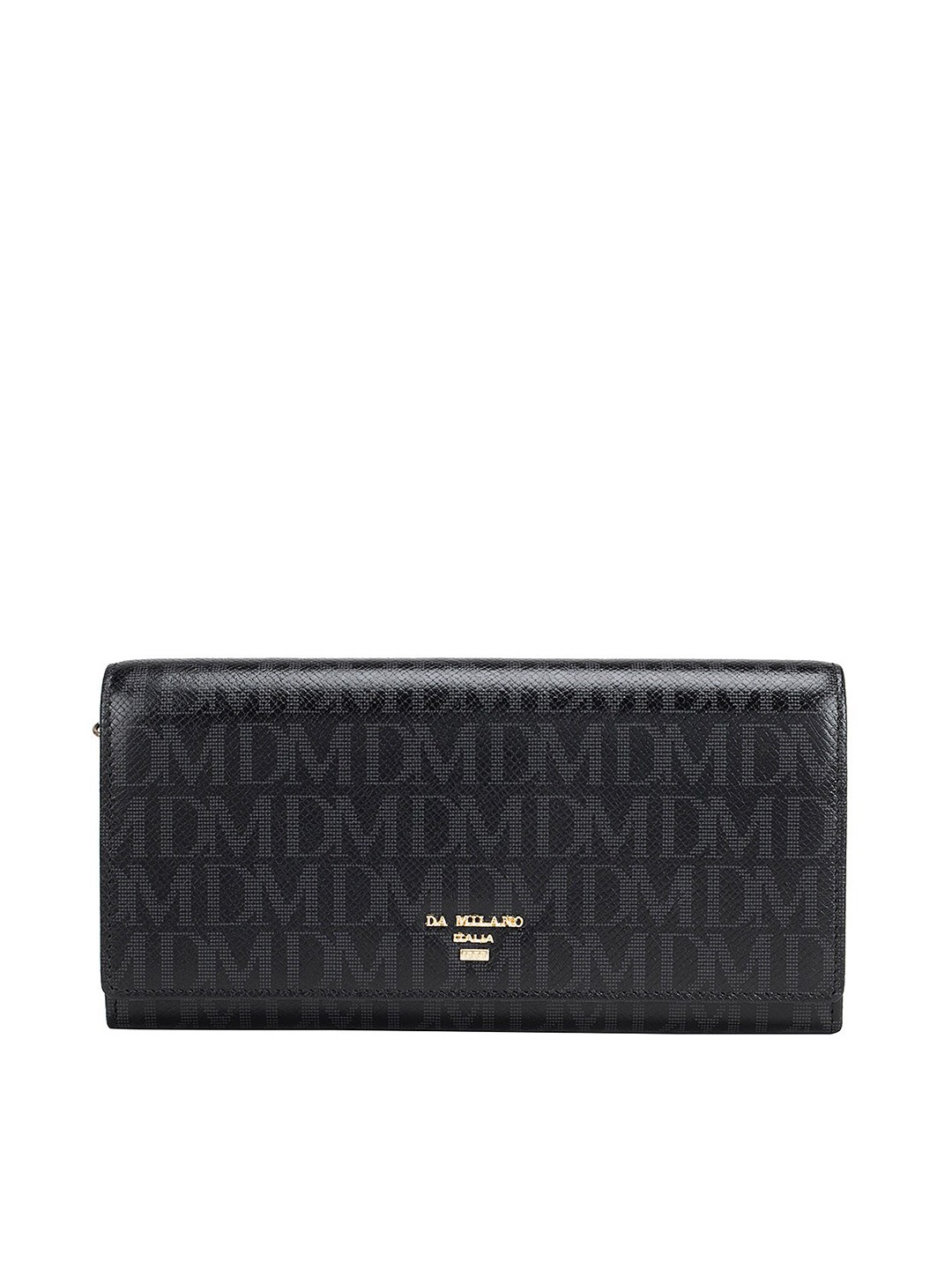 

Da Milano Women Black Textured Leather Two Fold Wallet