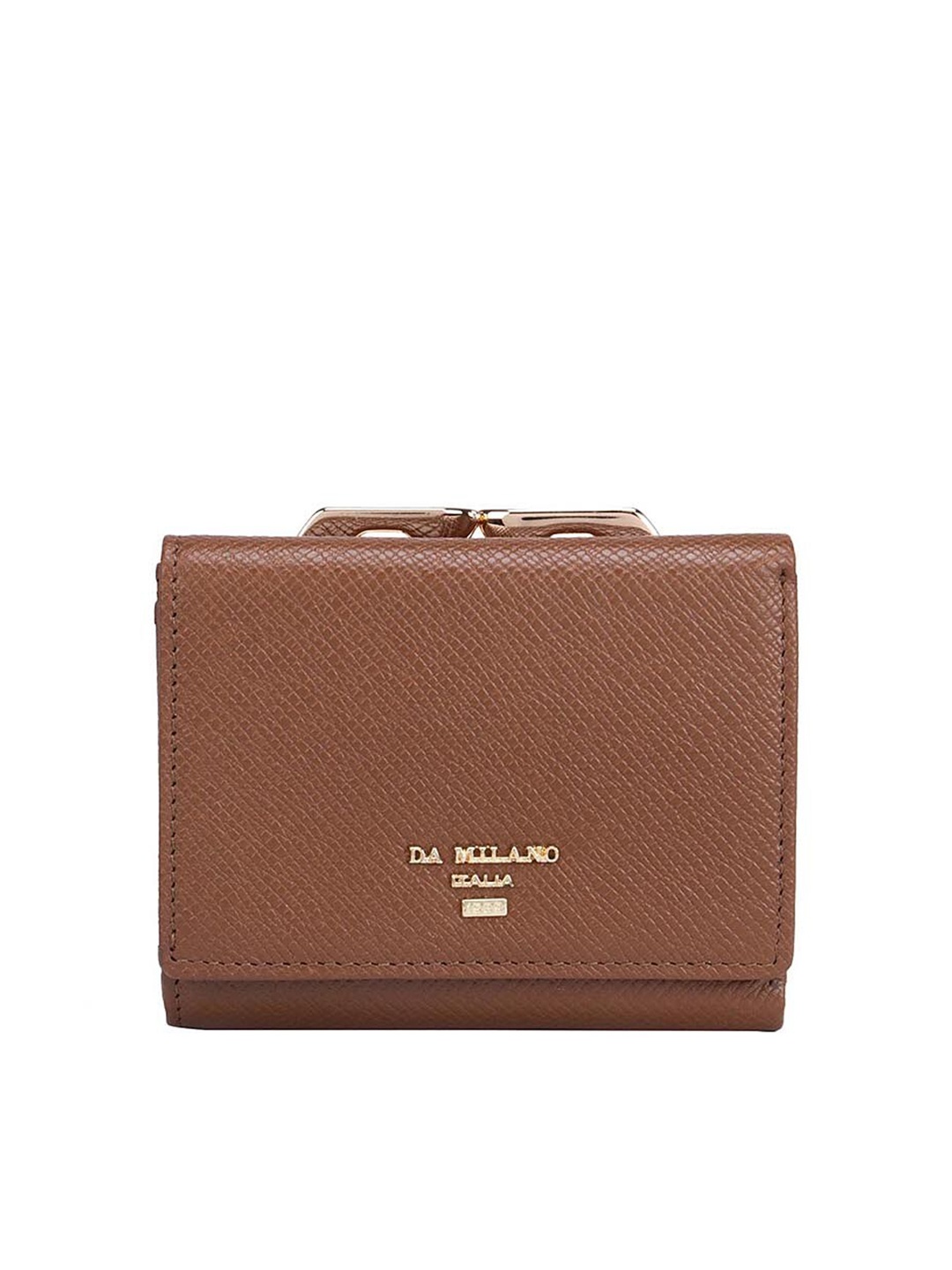 

Da Milano Women Brown Textured Leather Two Fold Wallet