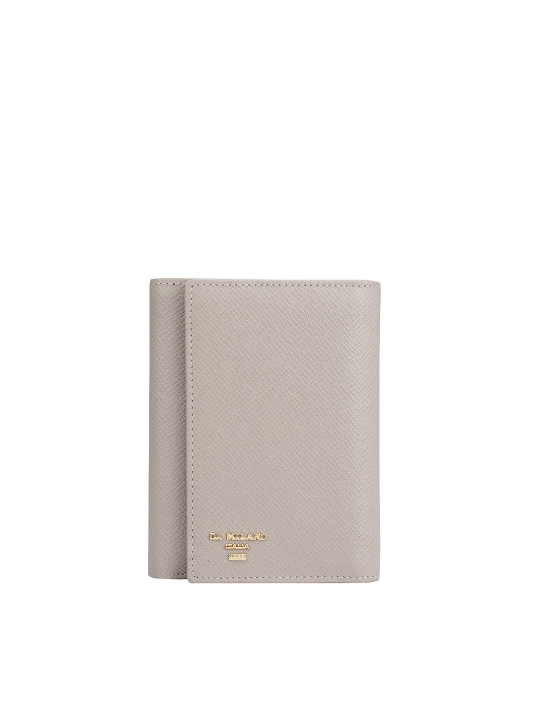 

Da Milano Women Beige & Gold-Toned Textured Leather Two Fold Wallet