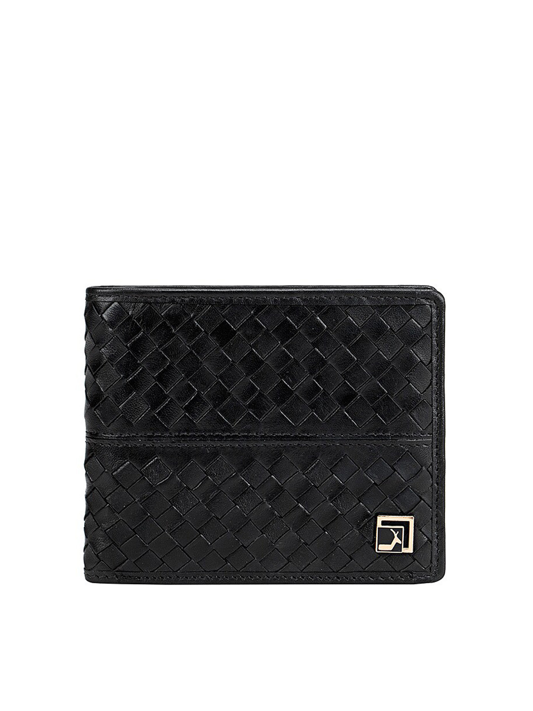 

Da Milano Men Black Textured Leather Two Fold Wallet