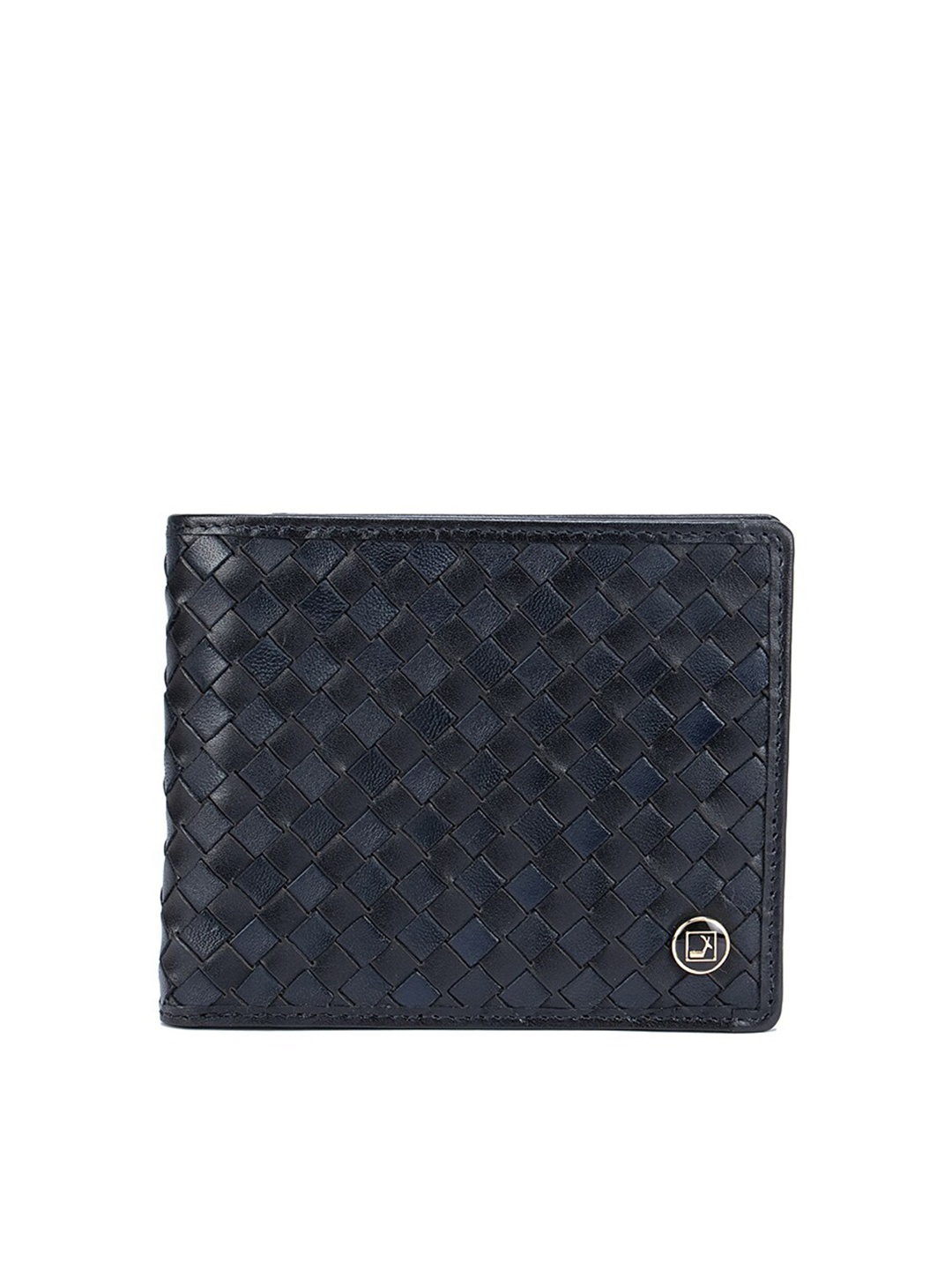 

Da Milano Men Black Textured Leather Two Fold Wallet