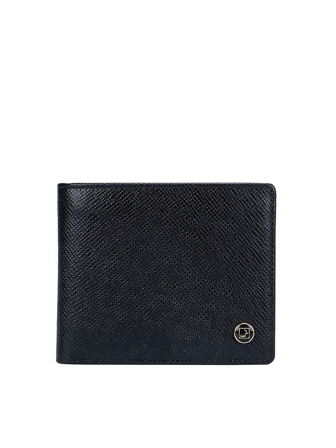 

Da Milano Men Black Textured Leather Two Fold Wallet