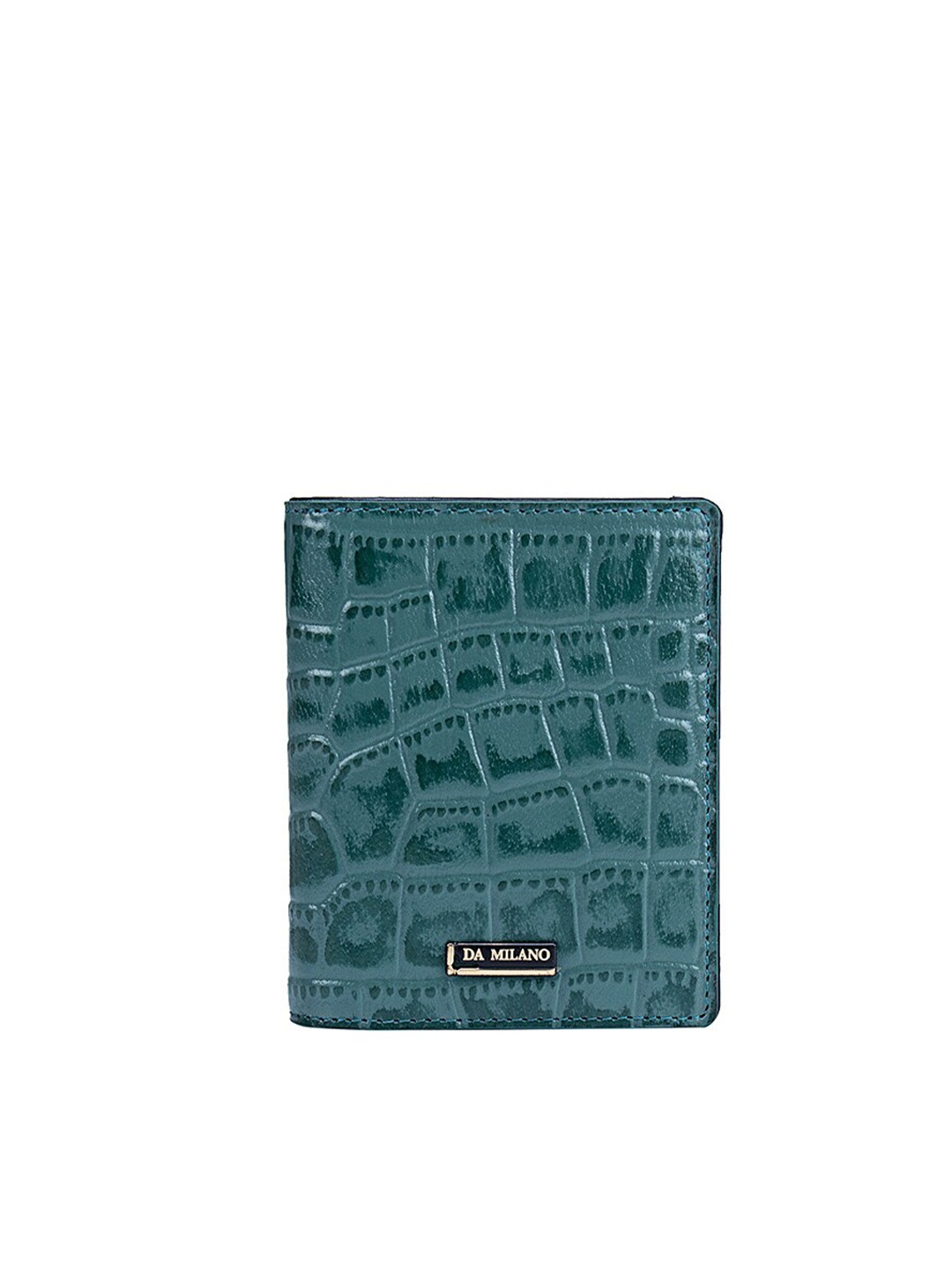 

Da Milano Men Green Geometric Textured Leather Card Holder