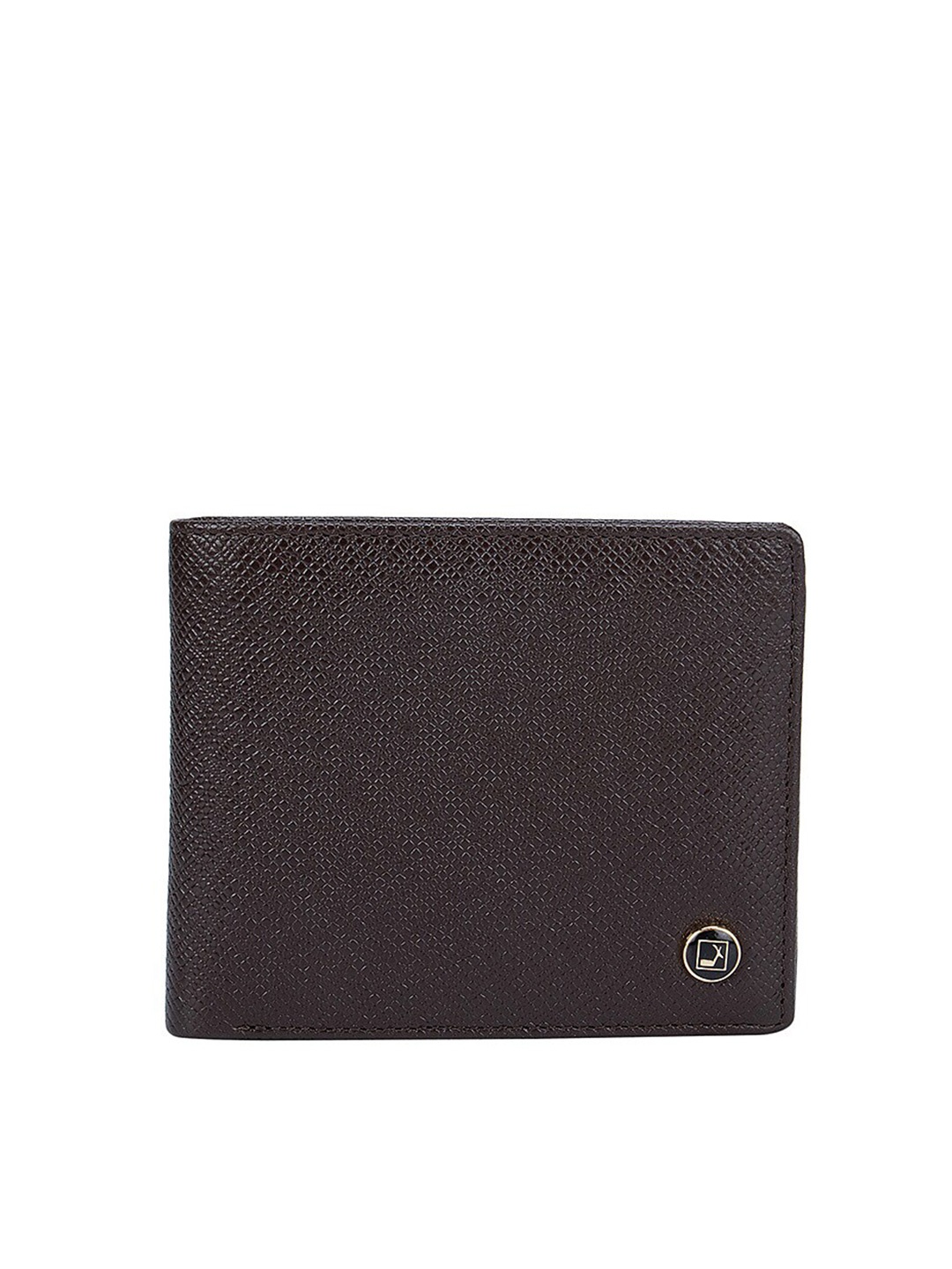 

Da Milano Men Brown Textured Leather Two Fold Wallet with SD Card Holder