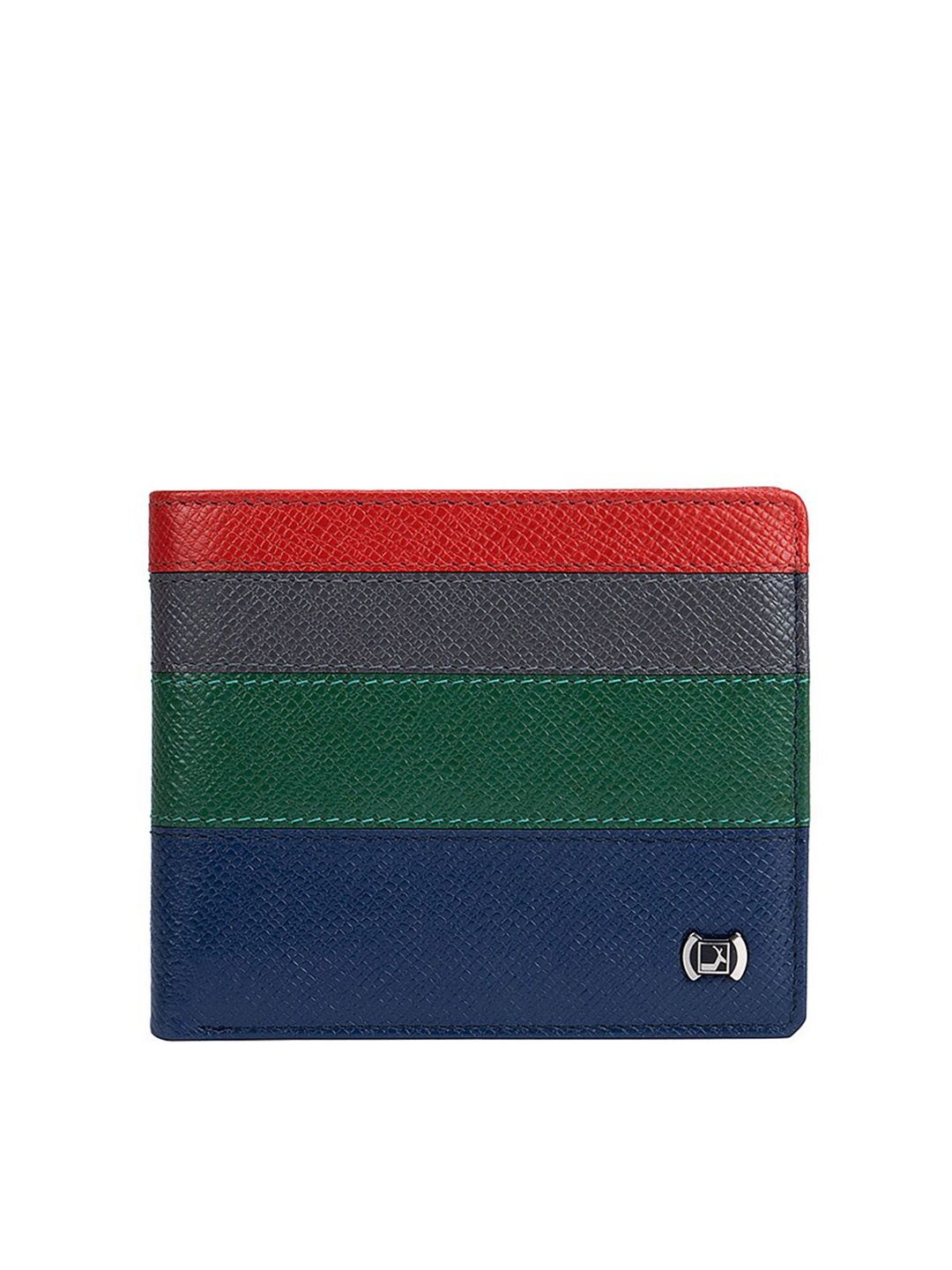 

Da Milano Men Blue & Red Colourblocked Leather Two Fold Wallet