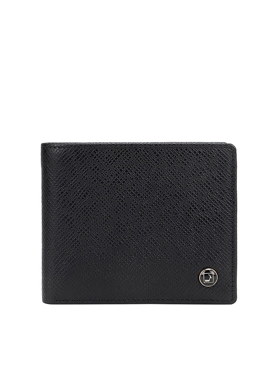 

Da Milano Men Black Textured Leather Two Fold Wallet