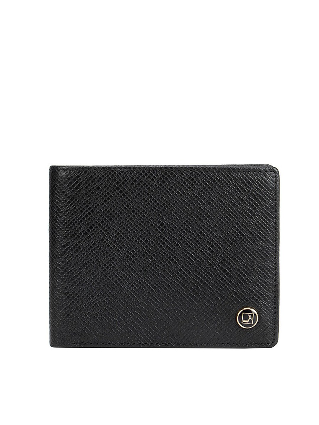 

Da Milano Men Black Textured Leather Two Fold Wallet