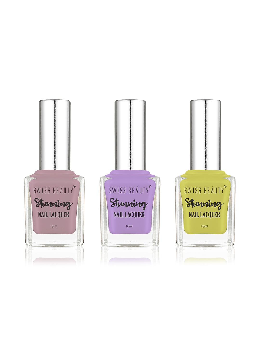 

SWISS BEAUTY Set of 3 Stunning Nail Lacquer- 10ml each, Mauve