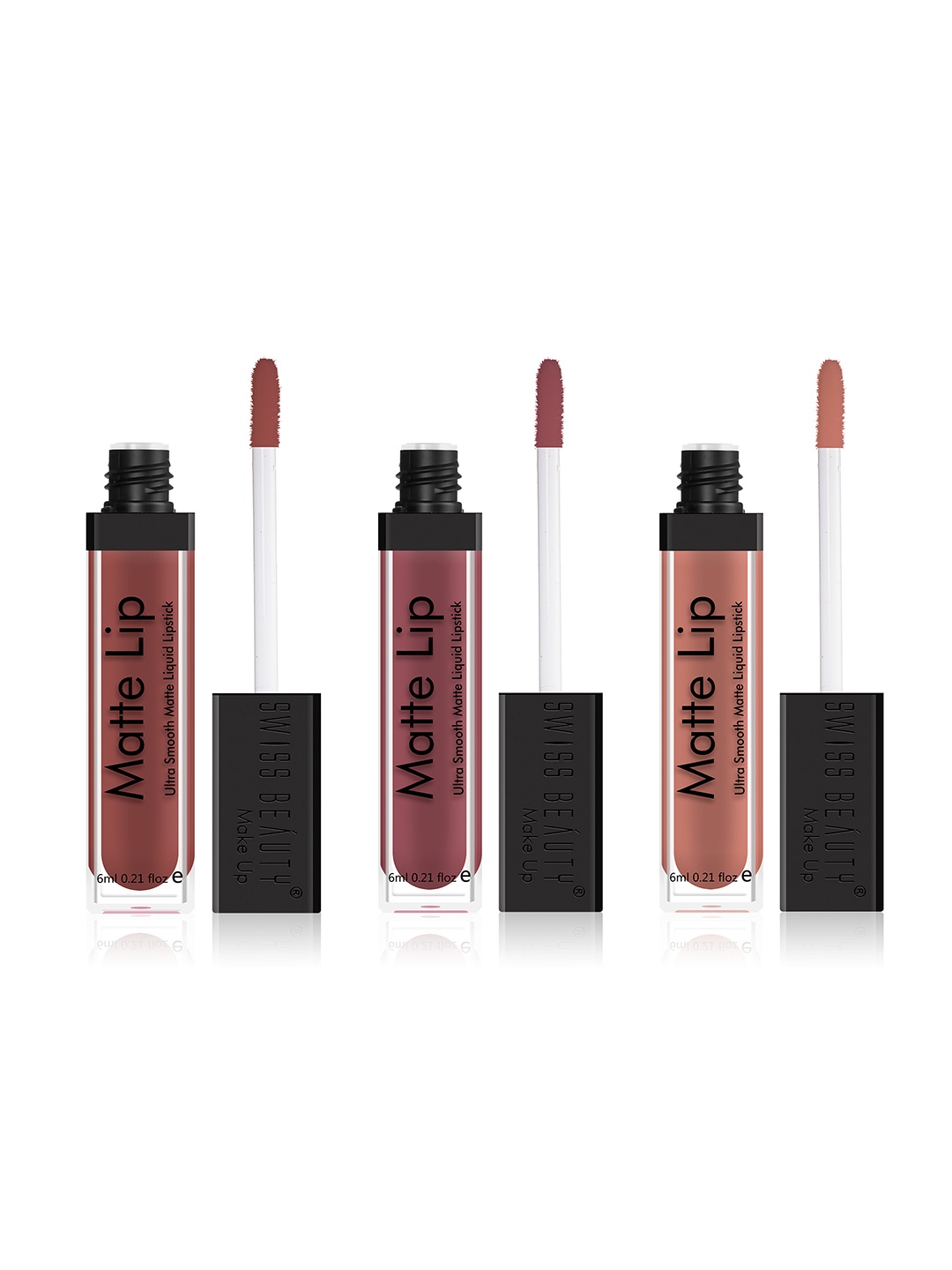 

SWISS BEAUTY Set Of 3 Waterproof Matte Lip Ultra Smooth Matte Liquid Lipstick - 6ml Each, Brown