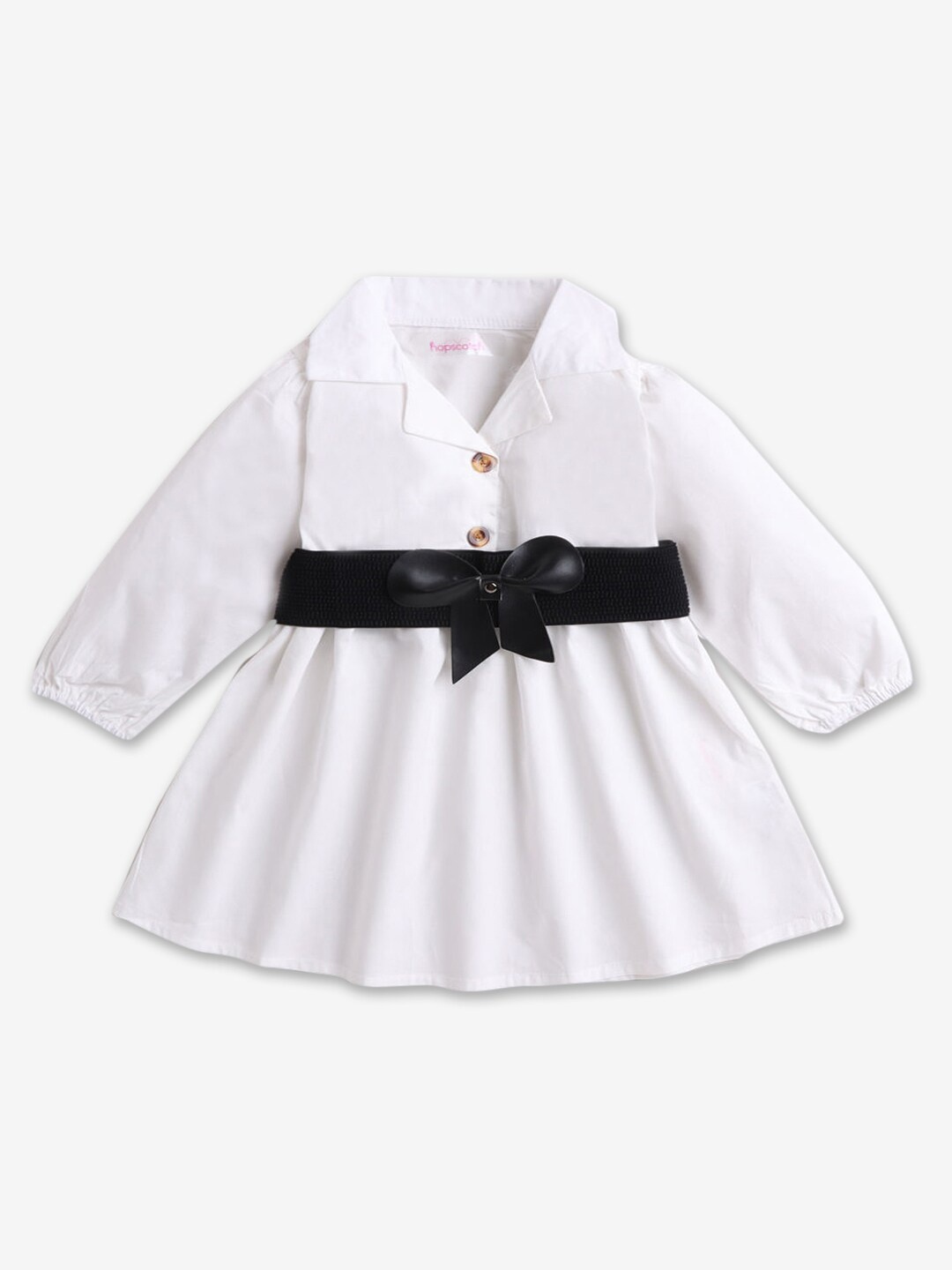 

Hopscotch Girls White & Black Full-Sleeve Pure Cotton Dress