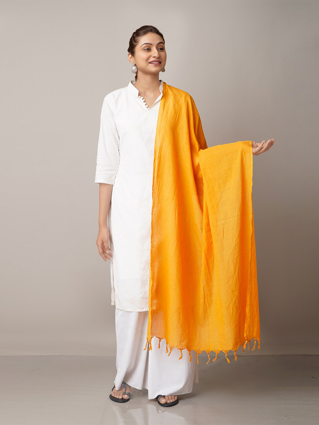 

Unnati Silks Yellow Pure Cotton Dupatta